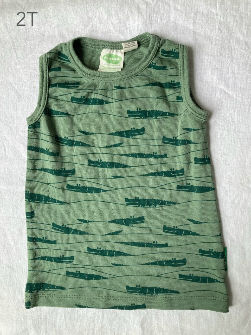 💙2/$25 2T Parade Organics Green Alligator Tank Top Summer Beach